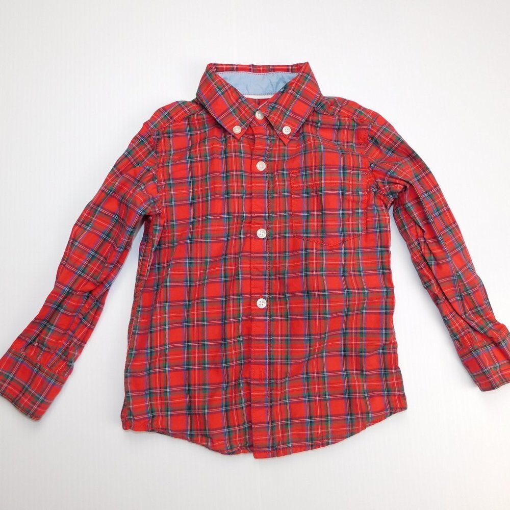 Carter's Toddler Boys 2T Red Green Blue Plaid Long Sleeve  Button Front Shirt